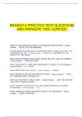   BRANCH 2 PRACTICE TEST QUESTIONS AND ANSWERS 100% VERIFIED.