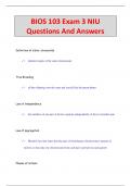 BIOS 103 Exam 3 NIU Questions And Answers