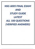 NSG 6005 FINAL EXAM AND STUDY GUIDE LATEST 2024/2025 ALL 100 QUESTIONS (VERIFIED ANSWERS)