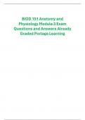 BIOD 151 Anatomy and  Physiology Module 3 Exam  Questions and Answers Already  Graded Portage Learning