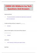 CHEM 101 Midterm Ivy Tech Questions And Answers