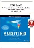 TEST BANK - Auditing: A Practical Approach with Data Analytics 2nd Edition by Johnson & Wiley, ISBN 9781119786085, All 16 Chapters Covered, Verified Latest Edition