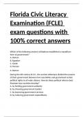 Florida Civic Literacy Examination (FCLE) exam questions with 100- correct answers