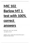 MIC 102 Barlow MT 1 test with 100- correct answers