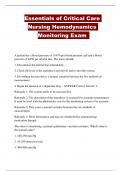 Essentials of Critical Care Nursing Hemodynamics Monitoring Exam 