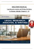 Solution Manual for Legal Research, Analysis, and Writing 5th Edition by Putman & Albright ISBN: 9780357619445, All 19 Chapters Covered, Verified Latest Edition