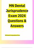 Mn dental jurisprudence exam new 2024 actual test with complete solution