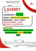 LJU4801 ASSIGNMENT 1 QUIZ MEMO - SEMESTER 2 - 2024 - UNISA - DUE : 15 AUGUST 2024 - UNIQUE NUMBER:- 570266 (GUARANTEED 100% DISTINCTION)