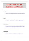 EXAM 3 BIOS 103 NIU Questions And Answers