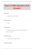 Exam 3 CAMs Questions And  Answers