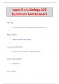 exam 5 niu biology 103 Questions And Answers