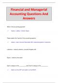 Financial and Managerial  Accounting Questions And  Answers