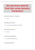 GCU Adv Pharm NUR 635  Final Tyler review Questions  And Answers