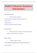 Health Professions Questions  And Answers