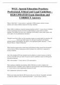 WGU- Special Education Practices:  Professional, Ethical and Legal Guidelines - D228 UPDATED Exam Questions and  CORRECT Answers