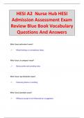 HESI A2 Nurse Hub HESI  Admission Assessment Exam  Review Blue Book Vocabulary Questions And Answers