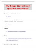 NIU Biology 103 Final Exam Questions And Answers