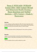 Exam 2: NUR 2459 / NUR2459 (Latest 2024 / 2025 Update) Mental and Behavioral Health Nursing | Exam Questions and Verified Answers | 100% Correct | Grade A - Rasmussen