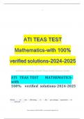 ATI TEAS TEST Mathematics-with 100% verified solutions-2024-2025