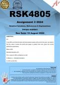 RSK4805 Assignment 3 (COMPLETE ANSWERS) 2024 - DUE 15 August 2024