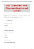 NSG 131 Module 3 Exam  Objectives Questions And  Answers