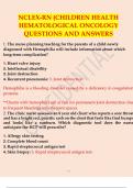 NCLEX-RN (CHILDREN HEALTH HEMATOLOGICAL ONCOLOGY QUESTIONS AND ANSWERS.