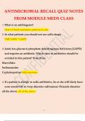 ANTIMICROBIAL RECALL QUIZ NOTES FROM MODULE MEDS CLASS