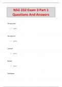 NSG 232 Exam 3 Part 1 Questions And Answers