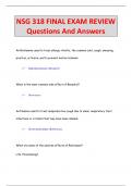 NSG 318 FINAL EXAM REVIEW Questions And Answers