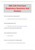 NSG 318 Final Exam  Respiratory Questions And  Answers