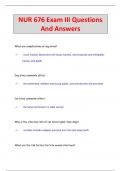 NUR 676 Exam III Questions  And Answers