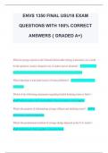 ENVS 1350 FINAL USU18 EXAM  QUESTIONS WITH 100% CORRECT  ANSWERS { GRADED A+} 