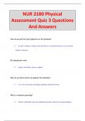 NUR 2180 Physical  Assessment Quiz 3 Questions  And Answers