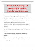 NURS 3325 Leading and  Managing in Nursing Questions And Answers