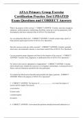 AFAA Primary Group Exercise  Certification Practice Test UPDATED  Exam Questions and CORRECT Answers