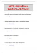 NUTR 101 Final Exam Questions And Answers