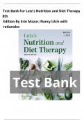 Test Bank For Lutz's Nutrition and Diet Therapy 8th Edition By Erin Mazur; Nancy Litch with rationales