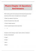 Pharm Chapter 15 Questions  And Answers