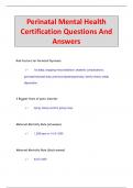 Perinatal Mental Health  Certification Questions And  Answers