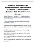 Women's: Menopause: WH Menopause/middle aged women's Combined Tests Exam Sets Questions With Revised Correct  Answers