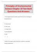 Principles of Environmental  Science Chapter 10 Test Bank Questions And Answers