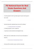 PSI National Exam for Real  Estate Questions And  Answers