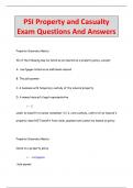 PSI Property and Casualty  Exam Questions And Answers