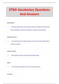  STNA Vocabulary Questions And Answers