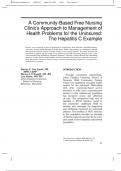 A Community-Based Free Nursing Clinic’s Approach to Management of Health Problems for the Uninsured: The Hepatitis C Example