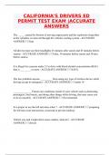 CALIFORNIA'S DRIVERS ED PERMIT TEST EXAM |ACCURATE ANSWERS