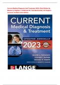 Current Medical Diagnosis And Treatment 2023, 62nd Edition By Maxine A, Stephen J, & Michael W |Test Bank Guide| 42 Chapters Covered, Verified Latest Edition