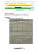 Straighterline Introduction to Physics (lab) PHY250L Lab 7 Conservation of Momentum COMPLETE Worksheet (New Version August 2024) Scored 100%