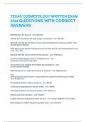   TEXAS COSMETOLOGY WRITTEN EXAM 2024 QUESTIONS WITH CORRECT ANSWERS