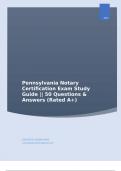 Pennsylvania Notary Certification Exam Study Guide || 50 Questions & Answers (Rated A+)